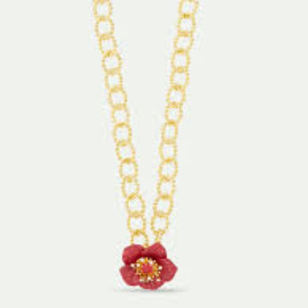 Les Nereides Red hellebore flower pendant necklace